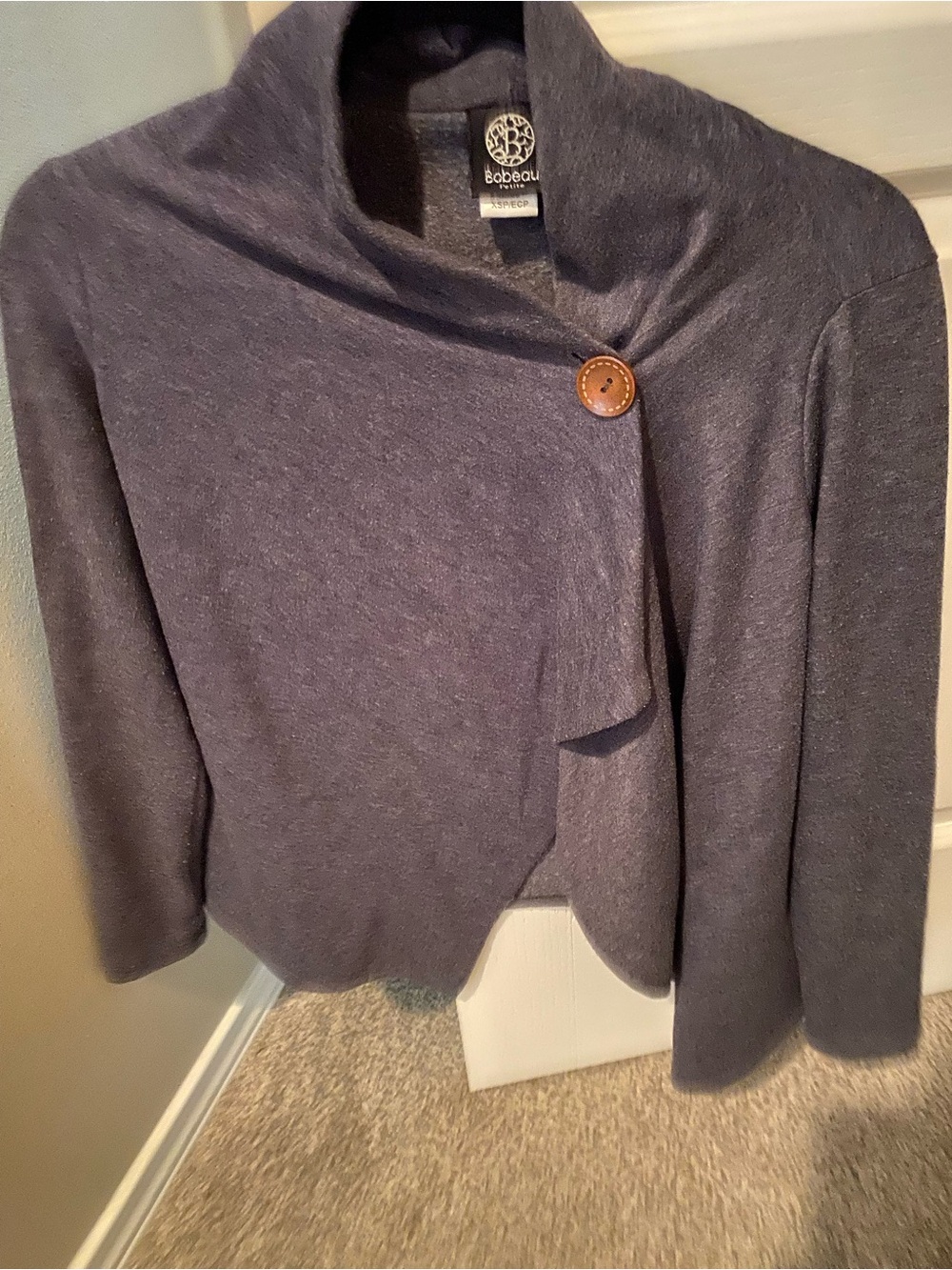 Bobeau blue/gray cardigan with Button XS